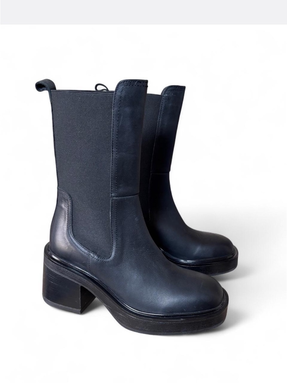 Steve Madden Black Platform Chelsea Heeled Boots size 37 $140